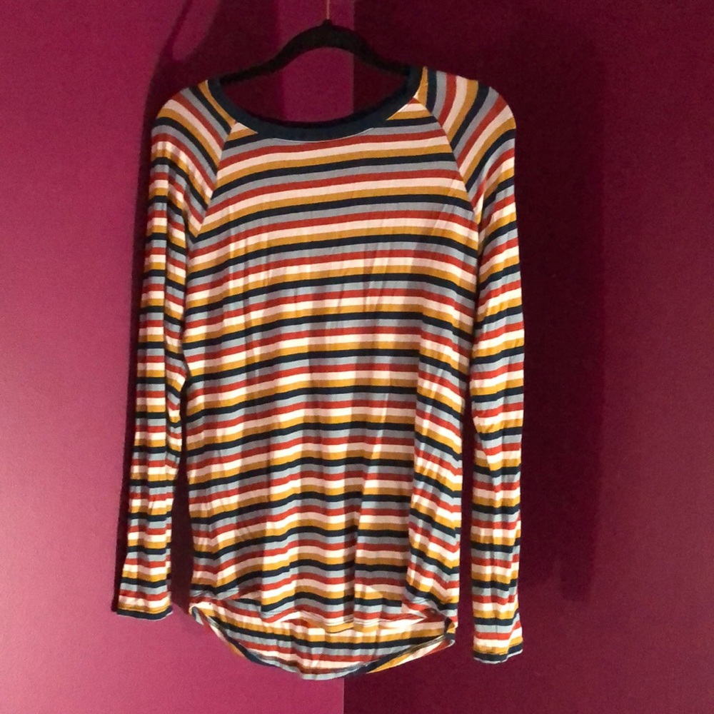 Multi-Colored Striped Long Sleeve T shirt, M